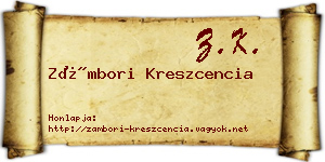 Zámbori Kreszcencia névjegykártya